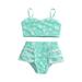 Girls Swimsuits Size 7 Years-8 Years Summer 2 Piece Lace Dot Prints Ruffles Swimwear Bikini Teen Bathing Suits For Girls Green
