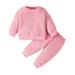 Cute Summer Toddler Girls Outfits Set Set Spring And Autumn Pink Letters Heart Print Round Neck Long Sleeved Tops Pants Home Outdoor Wear For 6-9 Months