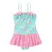 Toddler Swimsuit Girl Size 2 Years-3 Years One Piece Jumpsuit Sports Bow Ruffle Edge Skirt Bikini Halter Set Bathing Suit For Teens Girl Pink