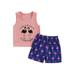 Peyakidsaa Kids Toddler Boys Summer Outfit Sets Pink Sleeveless Round Neck Letter Vest + Flamingo Print Shorts