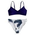 Girls Swimsuits Size 10 Years-12 Years Baby Solid Color Swimwear Leaves Shorts Summer Two Piece Bikini Teen Bathing Suits For Girls Blue