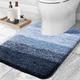 OLANLY Luxury Toilet Rugs U-Shaped 24x20, Extra Soft and Absorbent Microfiber Bathroom Rugs, Non-Slip Plush Shaggy Toilet Bath Mat, Machine Wash Dry, Contour Bath Rugs for Toilet Base, Navy