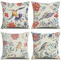 Velvet Decorative Throw Pillow Covers Set of 4 55x55cm Cushion Covers 22x22 Inch flowers and birds Cushions Soft Luxurious Square Throw Pillow Cases for Sofa, Couch, Bedroom, Office Y12