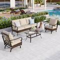 Lark Manor™ Argyri Outdoor Patio Conversation Set w/ Rocking Lounge Chairs | 35 H x 76 W x 31.3 D in | Wayfair DA4C2B0A49CD4B4089E8B9B49BBE91B1