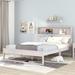 Queen Full Solid Wood Platform Bed with Storage Headboard,Sockets & USB Ports, Antique White