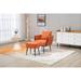Velvet Accent Chair Modern Upholstered Living Room Accent Chair Tufted Lounge Armchair with Chair & Ottoman Sets, Orange