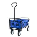 Tcbosik Folding Wagon Garden Shopping Beach Cart 150lbs Capacity Utility Cart Blue