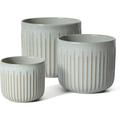 Reactive Glaze Star White Ceramic Planters Set of 3 Pots for Indoor and Outdoor Plants Large Cylinder Planters Pot with Drainage Hole Ideal Size 5.7x4.9/6.9x6.3/8.3x7.5 inches