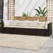 Andoer 4 Piece Patio Set with Cushions Brown Poly Rattan