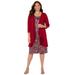 Plus Size Women's Soft Knit Jacket Dress by Catherines in Rich Burgundy Watercolor Paisley (Size 2X)