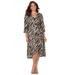 Plus Size Women's Easy Faux Wrap Dress by Catherines in Chai Latte Zebra (Size 5X)