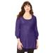 Plus Size Women's Textured Square Neck Sweater by Roaman's in Purple Bias Chevron (Size 18/20)