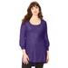 Plus Size Women's Textured Square Neck Sweater by Roaman's in Purple Bias Chevron (Size 42/44)