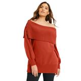 Plus Size Women's Touch of Cashmere Off-The-Shoulder Sweater by June+Vie in Copper Red (Size 22/24)