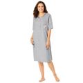 Plus Size Women's Satin Trim Cotton Sleepshirt by Dreams & Co. in Heather Grey Scroll Heart (Size M/L) Nightgown