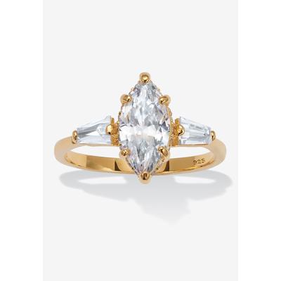 Women's 3.12 Tcw Marquise Cz 14K Yellow Gold-Plated Sterling Silver Engagement Ring by PalmBeach Jewelry in Gold (Size 6)