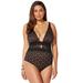 Plus Size Women's Lace Plunge One Piece Swimsuit by Swimsuits For All in Black Lace (Size 18)