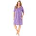 Plus Size Women's Shirred Short-Sleeve Sleepshirt by Catherines in Amethyst Purple Animal (Size 3X)