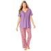 Plus Size Women's Embroidered Short-Sleeve Sleep Top by Catherines in Amethyst Purple (Size 1X)