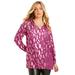 Plus Size Women's Metallic Print Blouse by June+Vie in Raspberry (Size 26/28)