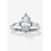 Women's 3.12 Tcw Marquise Cz Platinum-Plated Sterling Silver Engagement Ring by PalmBeach Jewelry in White (Size 9)