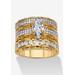 Women's 3 Piece 3.38 Tcw Marquise Cubic Zirconia 14K Yellow Gold-Plated Bridal Ring Set by PalmBeach Jewelry in Gold (Size 9)