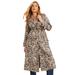 Plus Size Women's Faux-Suede Trench Coat by June+Vie in Natural Layered Animal (Size 14/16)