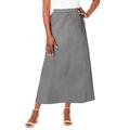 Plus Size Women's Stretch Denim Jegging Skirt by Jessica London in Grey Denim (Size 14) Flared Stretch Denim w/ Vertical Seams