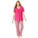 Plus Size Women's Embroidered Short-Sleeve Sleep Top by Catherines in Raspberry Sorbet (Size 1X)