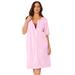 Plus Size Women's Satin Trim Cotton Sleepshirt by Dreams & Co. in Pink Stripe Heart (Size 1X/2X) Nightgown
