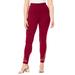 Plus Size Women's Side Embellished Legging by Roaman's in Rich Burgundy Floral Embroidery (Size 14/16)