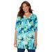 Plus Size Women's UPTOWN TUNIC BLOUSE by Catherines in Dark Sapphire Painterly Floral (Size 3XWP)