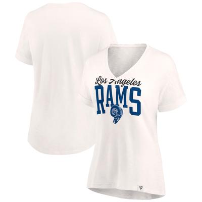 Haferflockenfarbenes, leichtes T-Shirt mit V-Ausschnitt der Los Angeles Rams Motivating Force für Damen Image