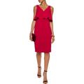 Badgley Mischka Red Fitted Dress with Ruffle Overlay Size S