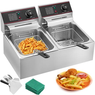 Mophorn - 6000W Doppelfritteuse 12L Kommerziell Dual einstellbare Temperaturregelung Edelstahl Image