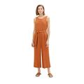 TOM TAILOR Damen 1036671 Leinen Overall Jumpsuit mit Bindegürtel, 31650-Terracotta Brown, 40