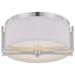 Gemini; 2 Light; Flush Dome Fixture with Slate Gray Fabric Shade