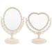 BESTONZON 2Pcs Vanity Mirror Desk Mirror Makeup Mirror Dressing Table Mirror 360Â° Swivel Desktop Mirror