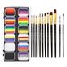 Tomshoo Watercolor Paint Palette Set 30 Colors Set Professional Face Split Cakes with 12PCS Brushes & Non Toxic Activated Face and Body Painting Makeup Hypoallergenic Facepaints