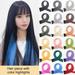 Mairbeon Women Lady Multi Colors Long Straight Hanging Ear Wig Party Hair Extension Hairpiece