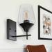 YANSUN 13 in. 1-Light Matte Black Wall Lamp Farmhosue Modern Mininalist Wall Sconce with Wine Glass Shade - 12.99in.