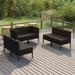 vidaXL 6 Piece Patio Lounge Set with Cushions Poly Rattan Black