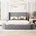 Queen Velvet Upholstered Storage Platform Bed with Wingback Headboard and 1 Big Drawer,2 Side Storage Stool