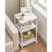 Side Table, End Table with Storage Shelves, 3-Tier Slim Tall Table, Steel Frame, for Living Room - 13.4" x 11.8" x 22.8"