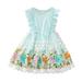 ZRBYWB Toddler Girl Summer Ruffle Crew Neck Sleeveless Floral Embroidery Print Lace Hem Dress Princess Dress Summer Clothes