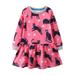 ZRBYWB Girls Dress Toddler s Long Sleeve Dress Cat Cartoon Appliques A Line Flared Skater Dress Cotton Dress Outfit Baby Girl Clothes