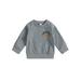 Sunisery Halloween Toddler Baby Boys Girls Sweatshirts Long Sleeve Pumpkin Letter Print Pullovers Newborn Clothes Grey 12-18 Months