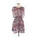 IRO Casual Dress - Mini Scoop Neck Short sleeves: Pink Animal Print Dresses - Women's Size 38 - Print Wash