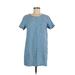 Life in Progress Casual Dress - Shift Crew Neck Short sleeves: Blue Print Dresses - Women's Size Medium