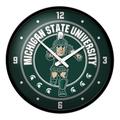 Green Michigan State Spartans Mascot Modern Disc Wall Clock